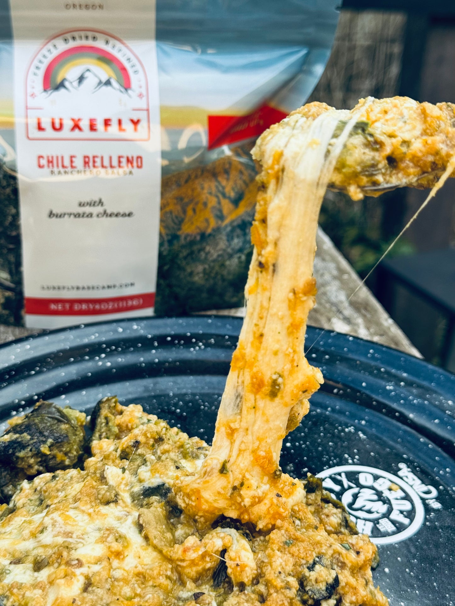 Chile Relleno with organic poblano chiles and burrata cheese