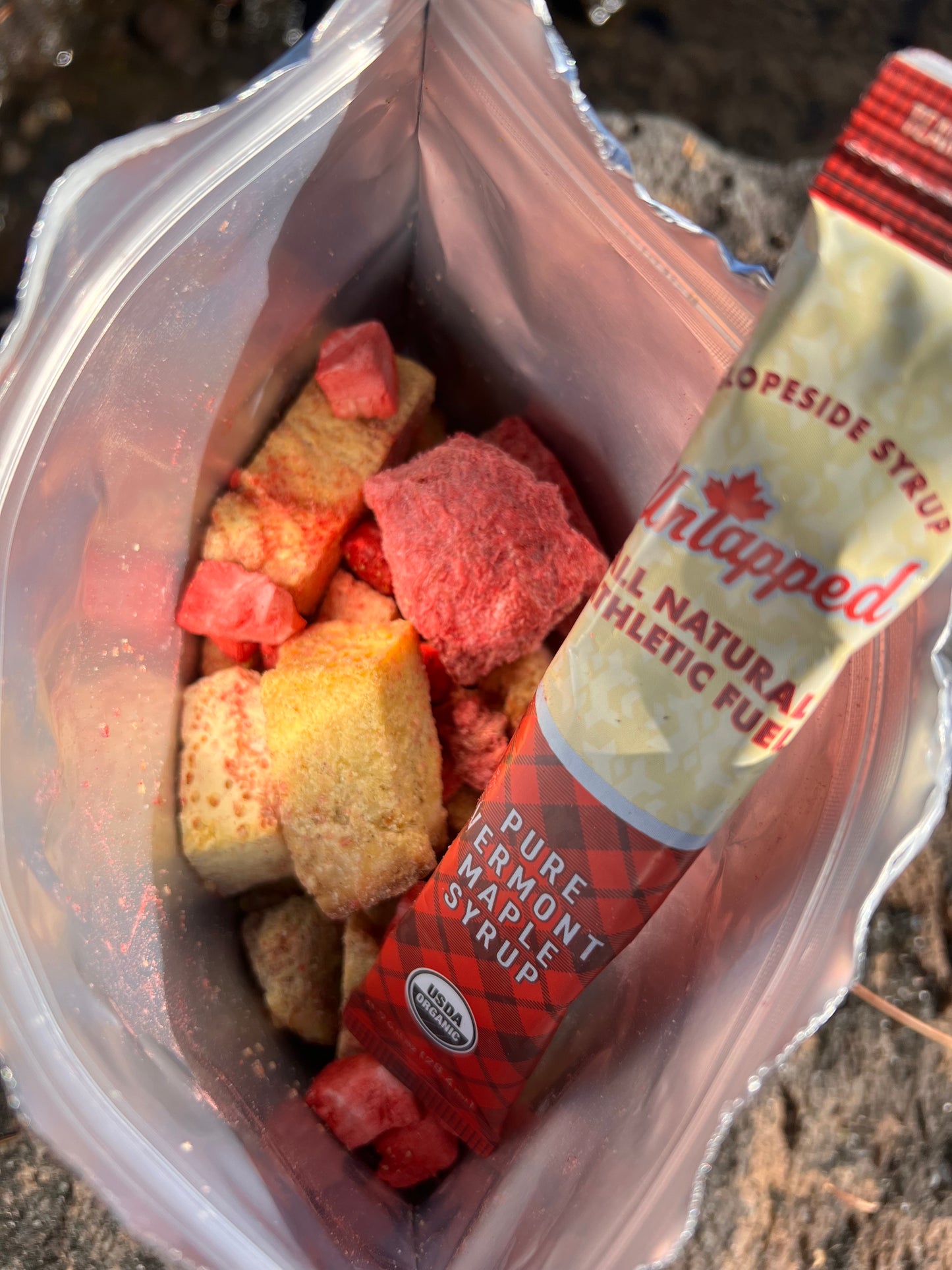 Brioche French Toast with organic strawberries and organic rhubarb