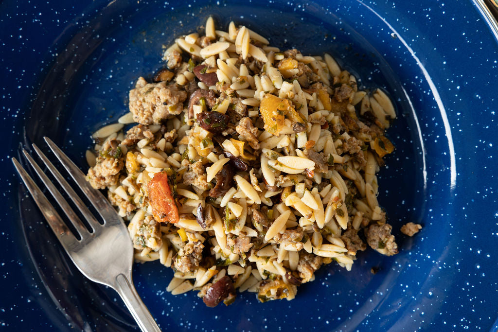 Orzo Puttanesca & Hungarian Sausage