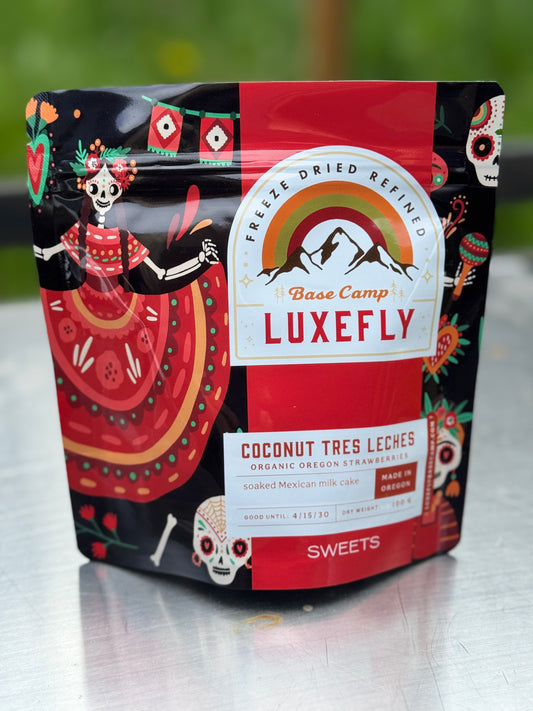 Tres Leches Cake with coconut milk and organic strawberries