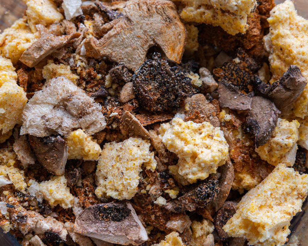Wild Oregon Mushrooms and Creamy Polenta with red Oaxacan mole