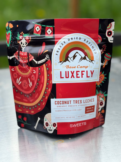 Tres Leches Cake with coconut milk and organic strawberries